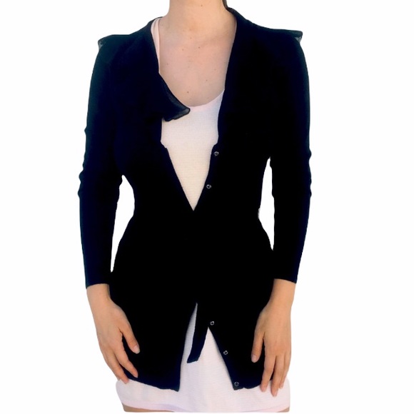 Tahari flutter collar cardigan - Picture 3 of 6